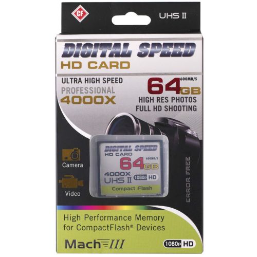 Digital Speed 4000X 64GB Professional High Speed Mach III 600MB/s Error Free (CF) HD Memory Card