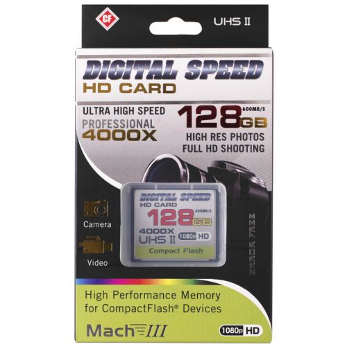 Digital Speed 4000X 128GB Professional High Speed Mach III 600MB/s Error Free (CF) HD Memory Card