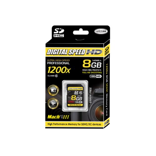 Digital Speed 1200X 8GB Professional High Speed Mach III 160MB/s Error Free (SDHC) HD Memory Card Class 10