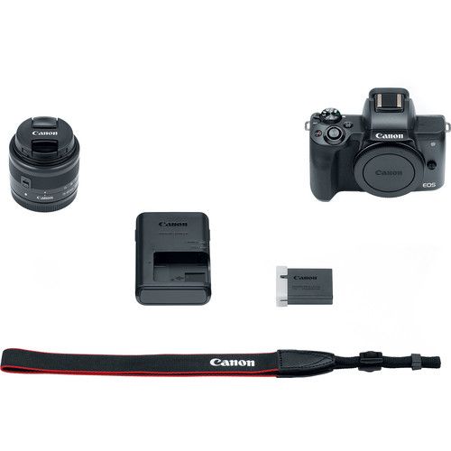 Canon EOS M50 Mirrorless Digital Camera with 15-45mm Lens (Black)