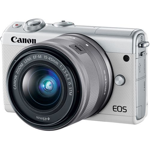 Canon EOS M100 Mirrorless Digital Camera with 15-45mm Lens (White)