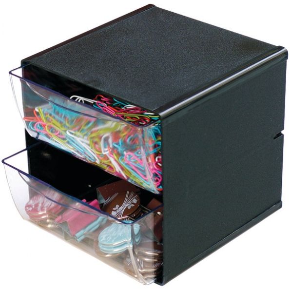 Deflecto Cube W 2 Drawers Black