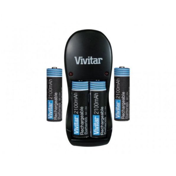 Vivitar BC-182 Vpower Compact Battery Charger with 4AA NiMH Batteries