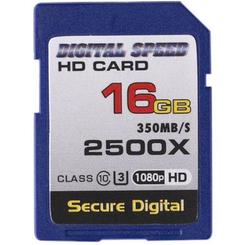 Digital Speed 2500X 16GB Professional High Speed Mach III 350MB/s Error Free (SDHC) HD Memory Card Class 10