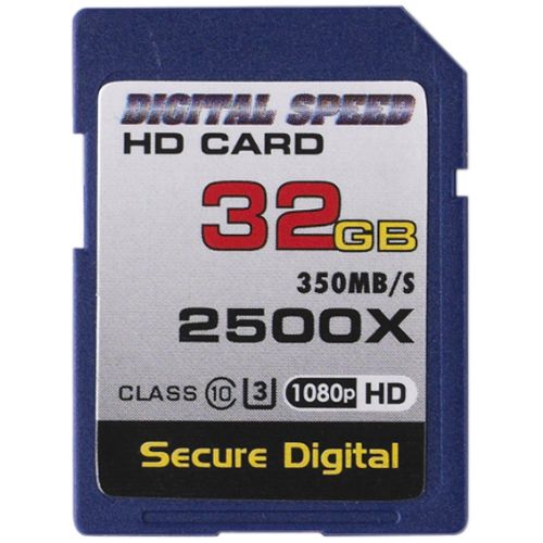 Digital Speed 2500X 32GB Professional High Speed Mach III 350MB/s Error Free (SDHC) HD Memory Card Class 10