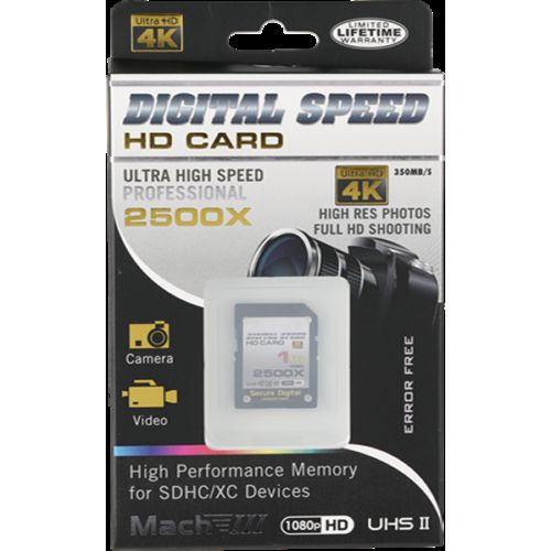 Digital Speed 2500X 1TB Professional High Speed Mach III 350MB/s Error Free (SDHC) HD Memory Card Class 10